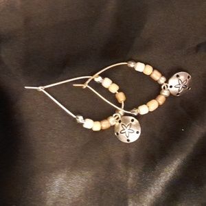 Handmade Sand Dollar Earrings made from Czech glass beads